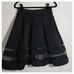 Express black mesh inset A- Lined pleated skirt